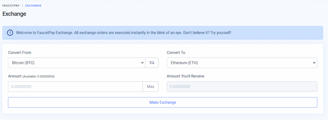 Криптообмінник на FaucetPay